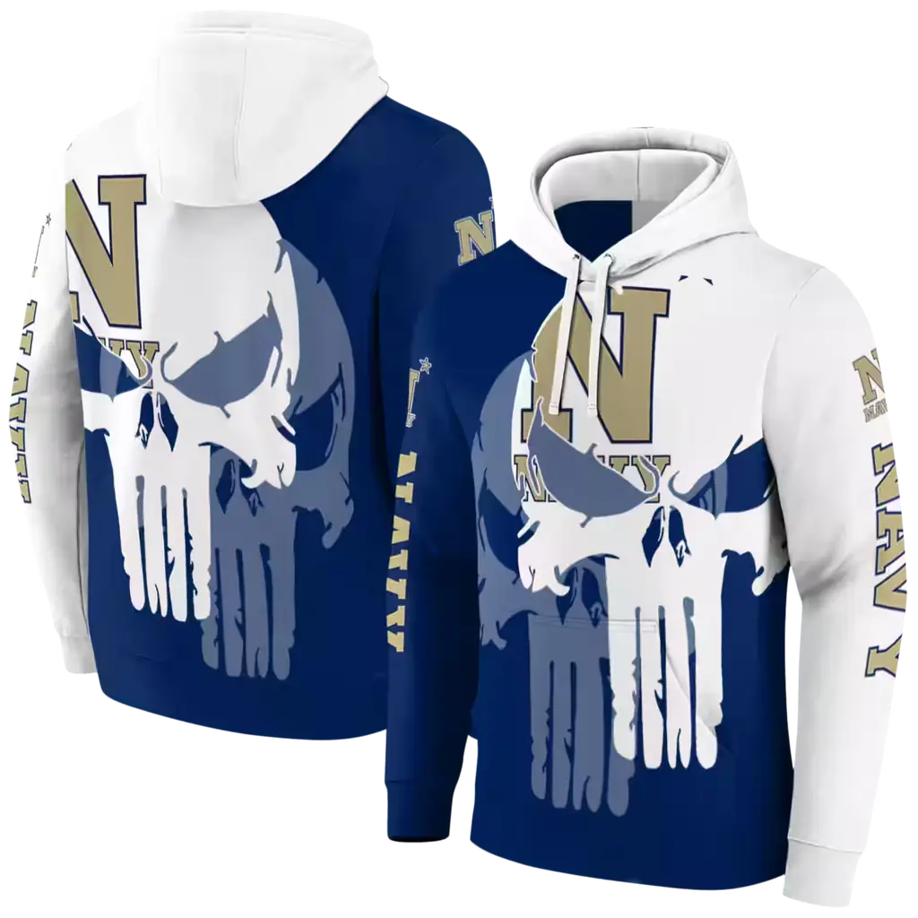 navy midshipmen graphic punisher blue white hoodie fashion forward navy midshipmen graphic punisher blue white hoodie fashion forward