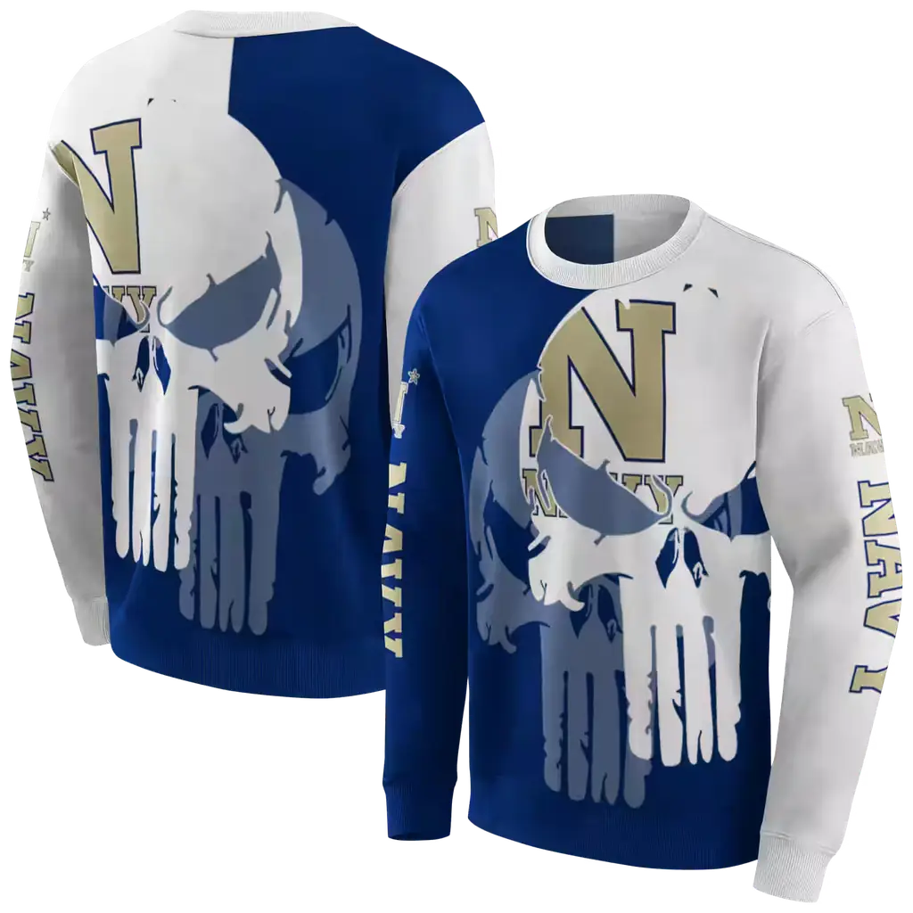 navy midshipmen graphic punisher blue white hoodie premium grade navy midshipmen graphic punisher blue white hoodie premium grade