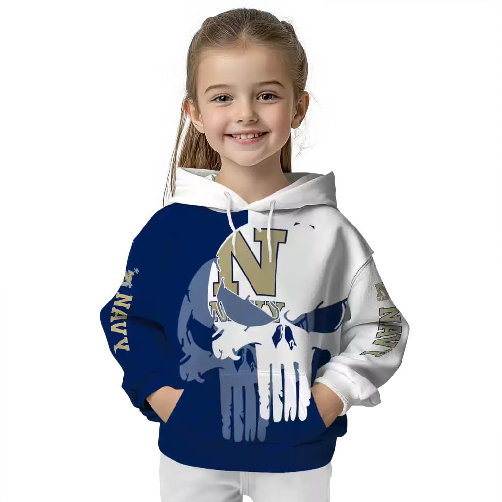 navy midshipmen graphic punisher blue white hoodie top rated navy midshipmen graphic punisher blue white hoodie top rated