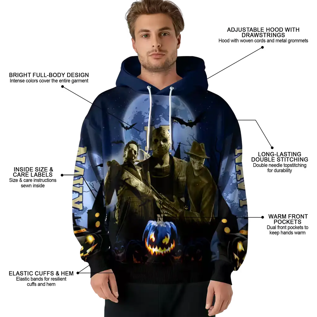 navy midshipmen halloween vibes blue black hoodie latest model navy midshipmen halloween vibes blue black hoodie latest model