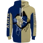 navy midshipmen heartbeat graphic blue hoodie best selling