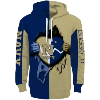 navy midshipmen heartbeat graphic blue hoodie best selling