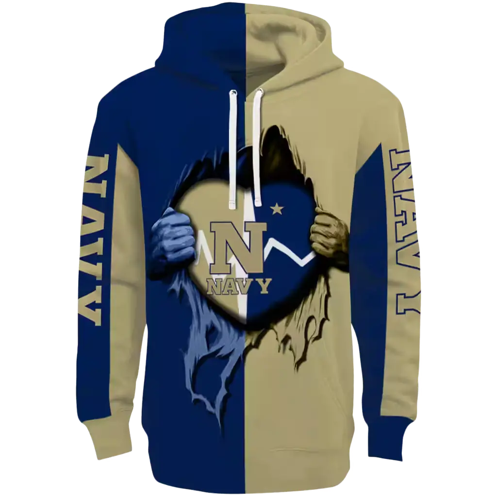navy midshipmen heartbeat graphic blue hoodie best selling navy midshipmen heartbeat graphic blue hoodie best selling
