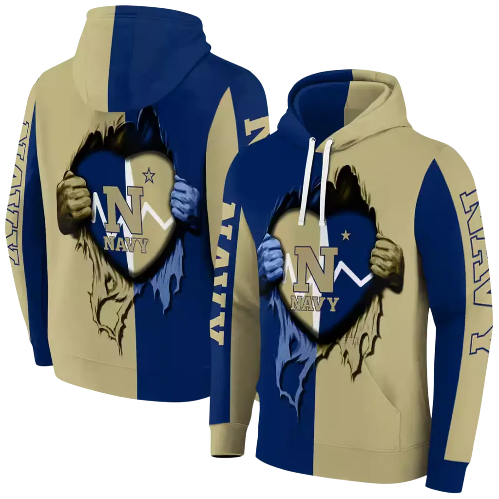 navy midshipmen heartbeat graphic blue hoodie fashion forward navy midshipmen heartbeat graphic blue hoodie fashion forward