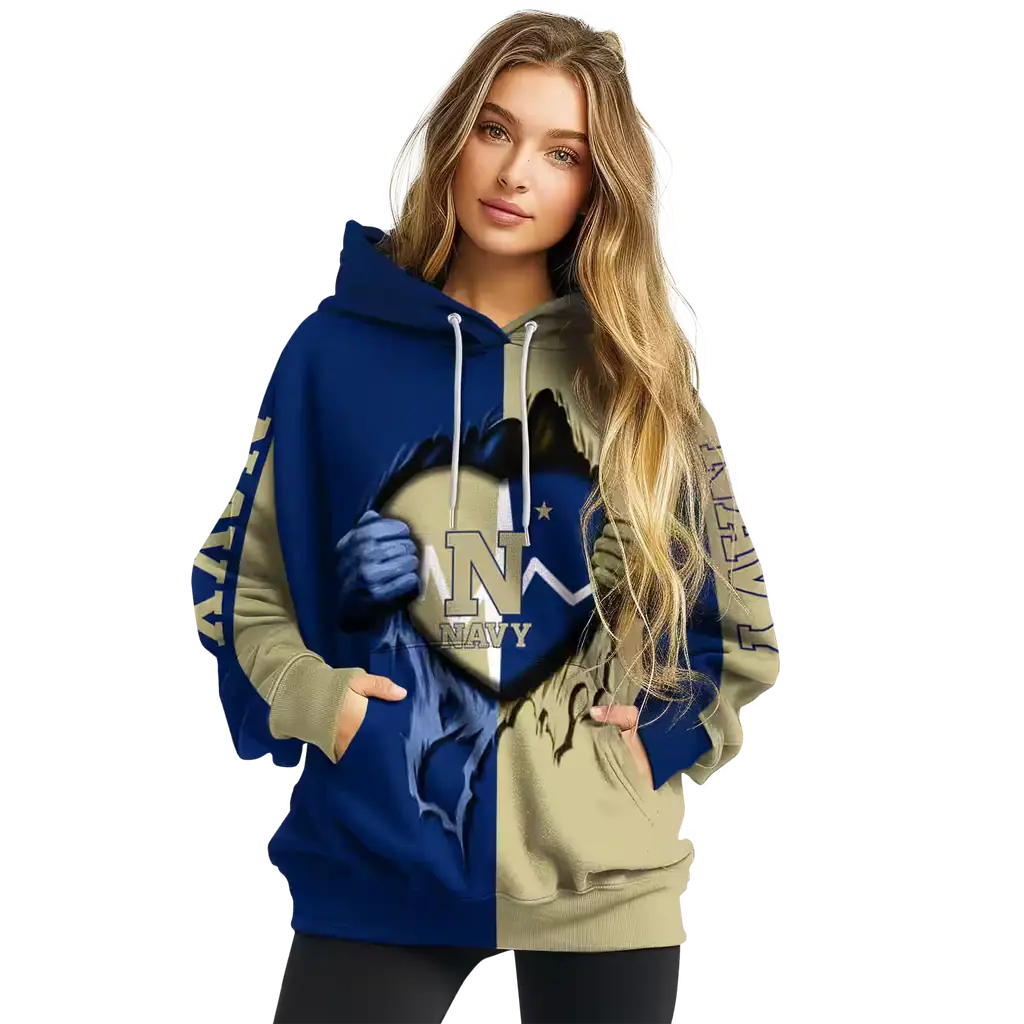 navy midshipmen heartbeat graphic blue hoodie high quality navy midshipmen heartbeat graphic blue hoodie high quality