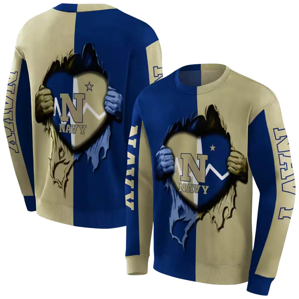 navy midshipmen heartbeat graphic blue hoodie premium grade navy midshipmen heartbeat graphic blue hoodie premium grade