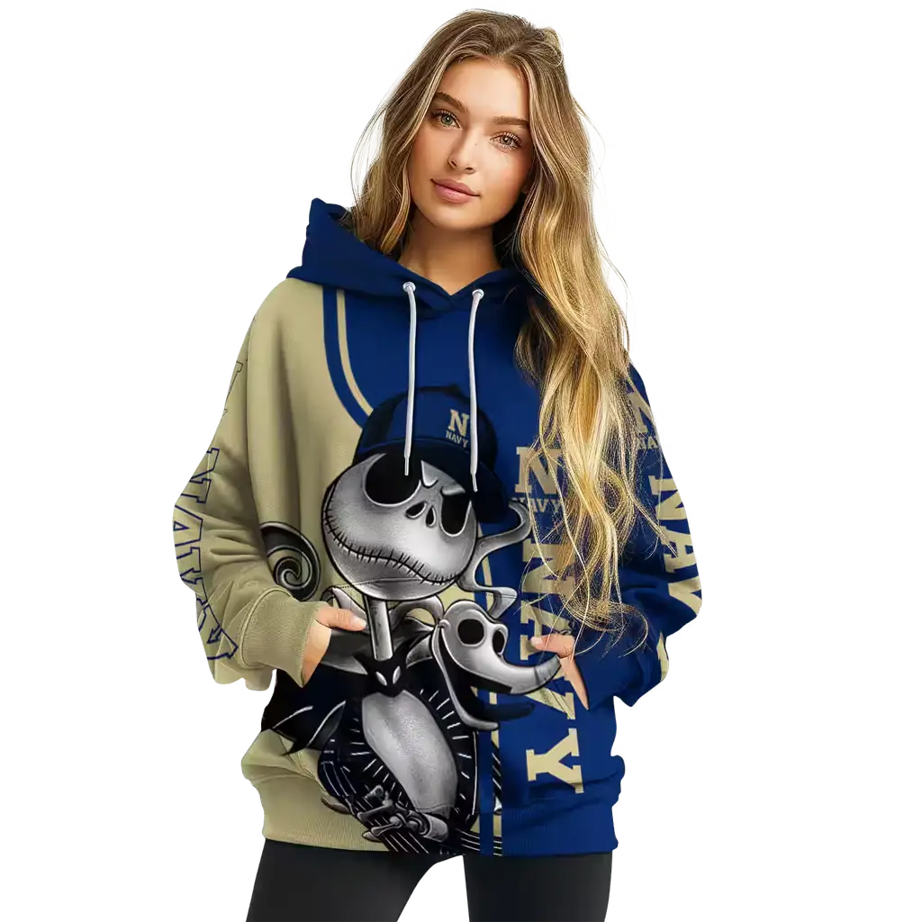 navy midshipmen jack skellington blue hoodie high quality navy midshipmen jack skellington blue hoodie high quality