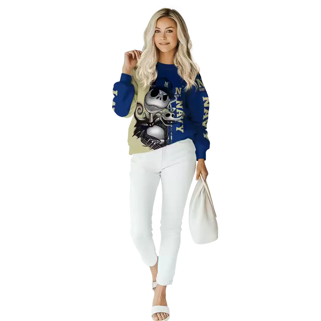 navy midshipmen jack skellington blue hoodie trendy navy midshipmen jack skellington blue hoodie trendy