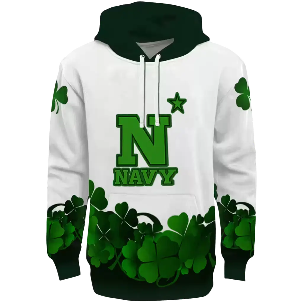 navy midshipmen lucky motif white green hoodie best selling navy midshipmen lucky motif white green hoodie best selling