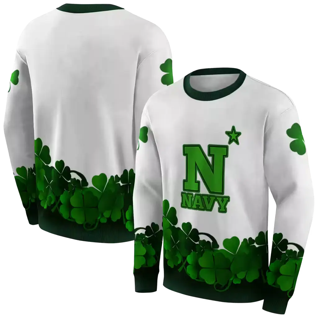navy midshipmen lucky motif white green hoodie premium grade navy midshipmen lucky motif white green hoodie premium grade