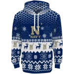 navy midshipmen reindeer motif blue hoodie best selling