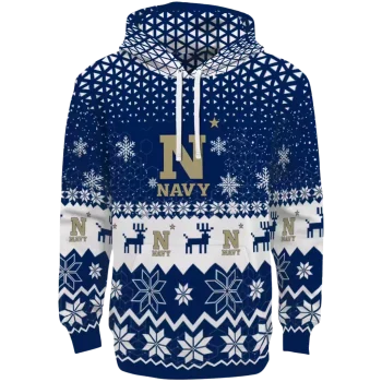 navy midshipmen reindeer motif blue hoodie best selling