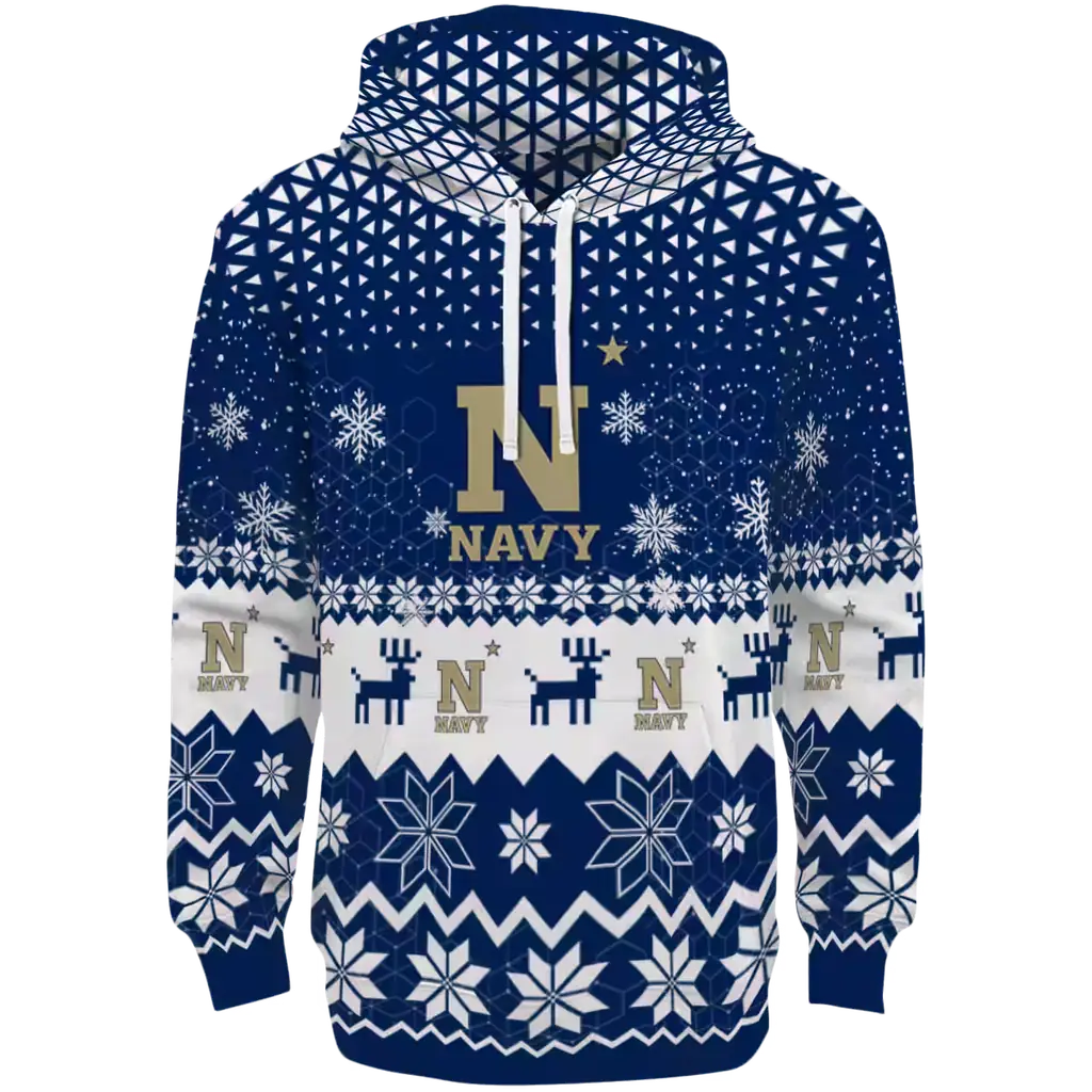 navy midshipmen reindeer motif blue hoodie best selling navy midshipmen reindeer motif blue hoodie best selling