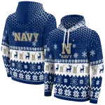 navy midshipmen reindeer motif blue hoodie best selling