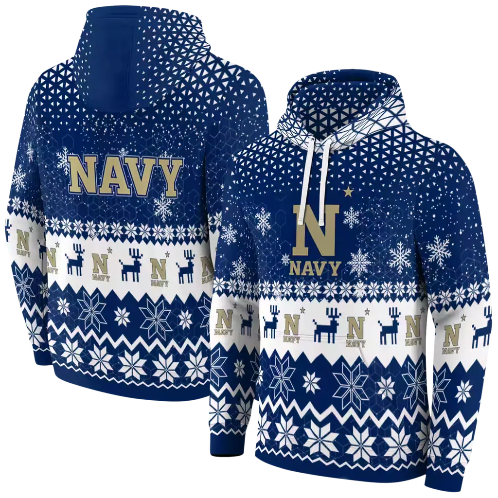 navy midshipmen reindeer motif blue hoodie fashion forward navy midshipmen reindeer motif blue hoodie fashion forward