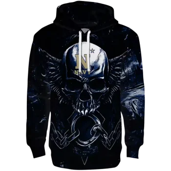 navy midshipmen skull artwork blue black hoodie best selling