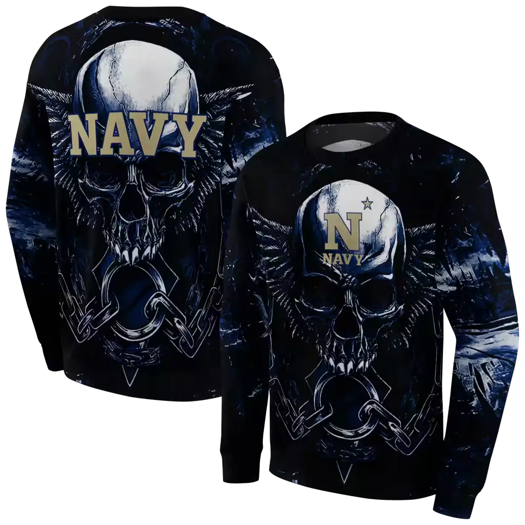 navy midshipmen skull artwork blue black hoodie premium grade navy midshipmen skull artwork blue black hoodie premium grade