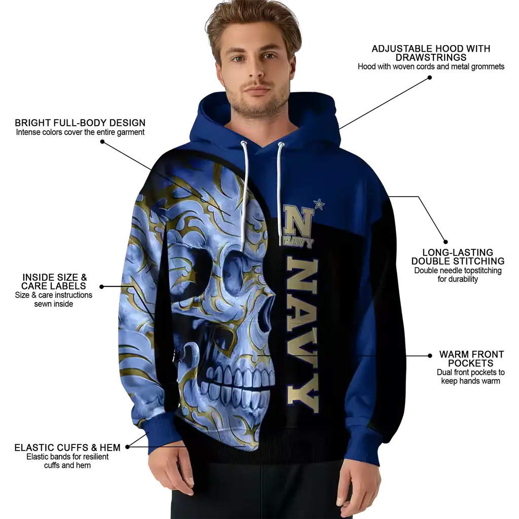 navy midshipmen skull motif blue black hoodie latest model navy midshipmen skull motif blue black hoodie latest model