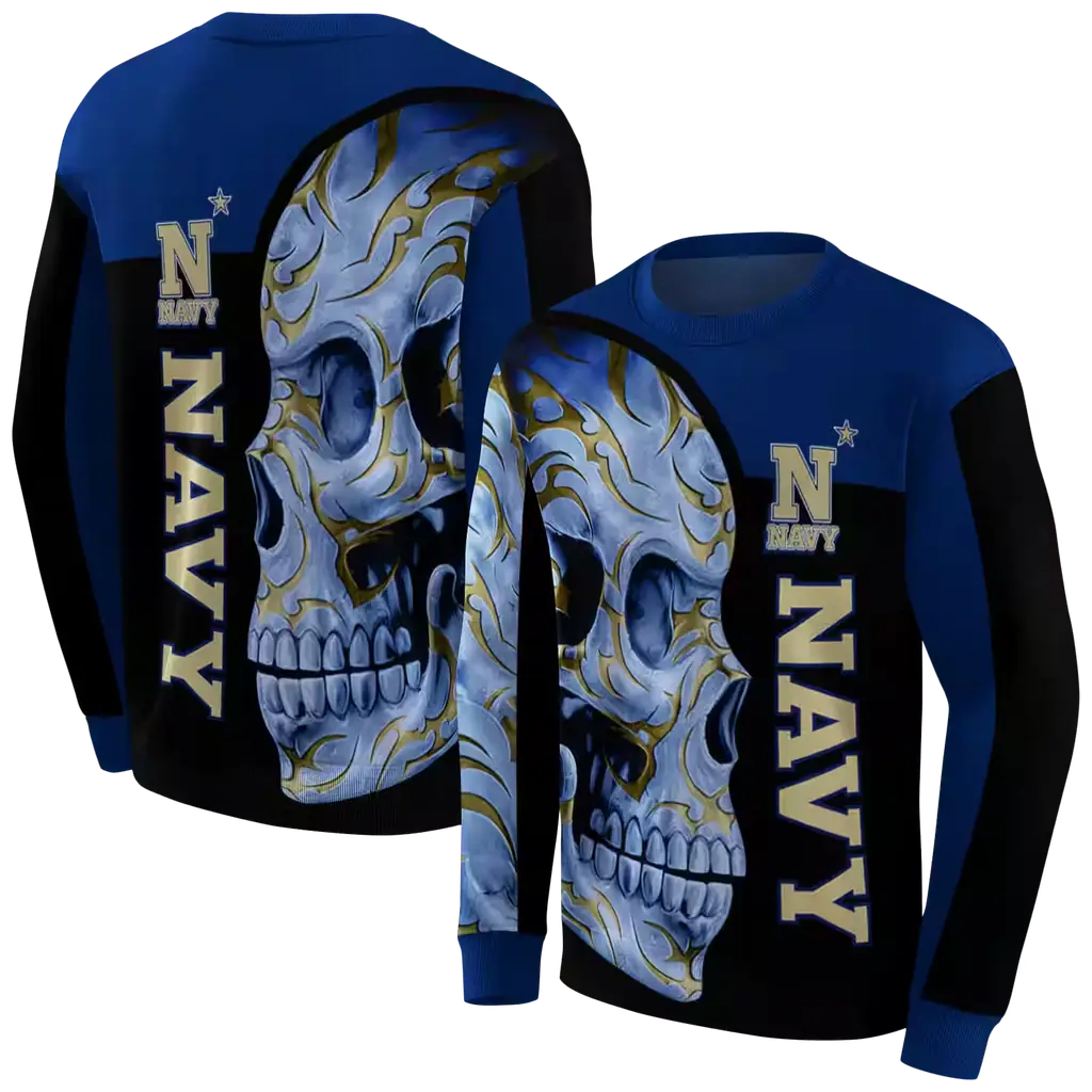 navy midshipmen skull motif blue black hoodie premium grade navy midshipmen skull motif blue black hoodie premium grade