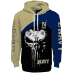 navy midshipmen skull punisher gold black hoodie best selling