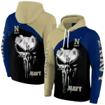 navy midshipmen skull punisher gold black hoodie best selling