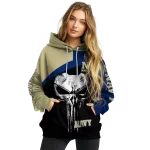 navy midshipmen skull punisher gold black hoodie best selling