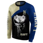 navy midshipmen skull punisher gold black hoodie best selling