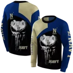 navy midshipmen skull punisher gold black hoodie best selling