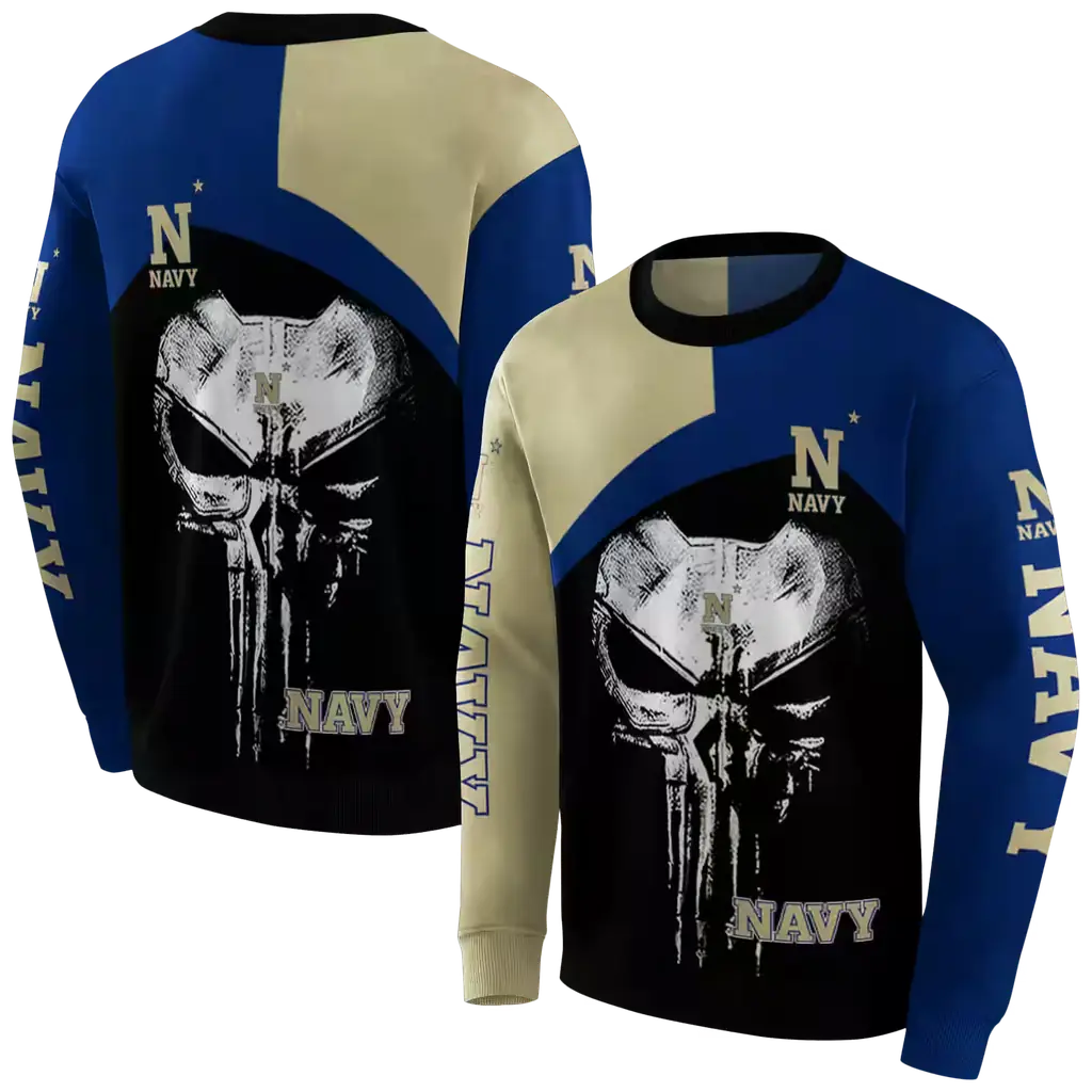 navy midshipmen skull punisher gold black hoodie premium grade navy midshipmen skull punisher gold black hoodie premium grade