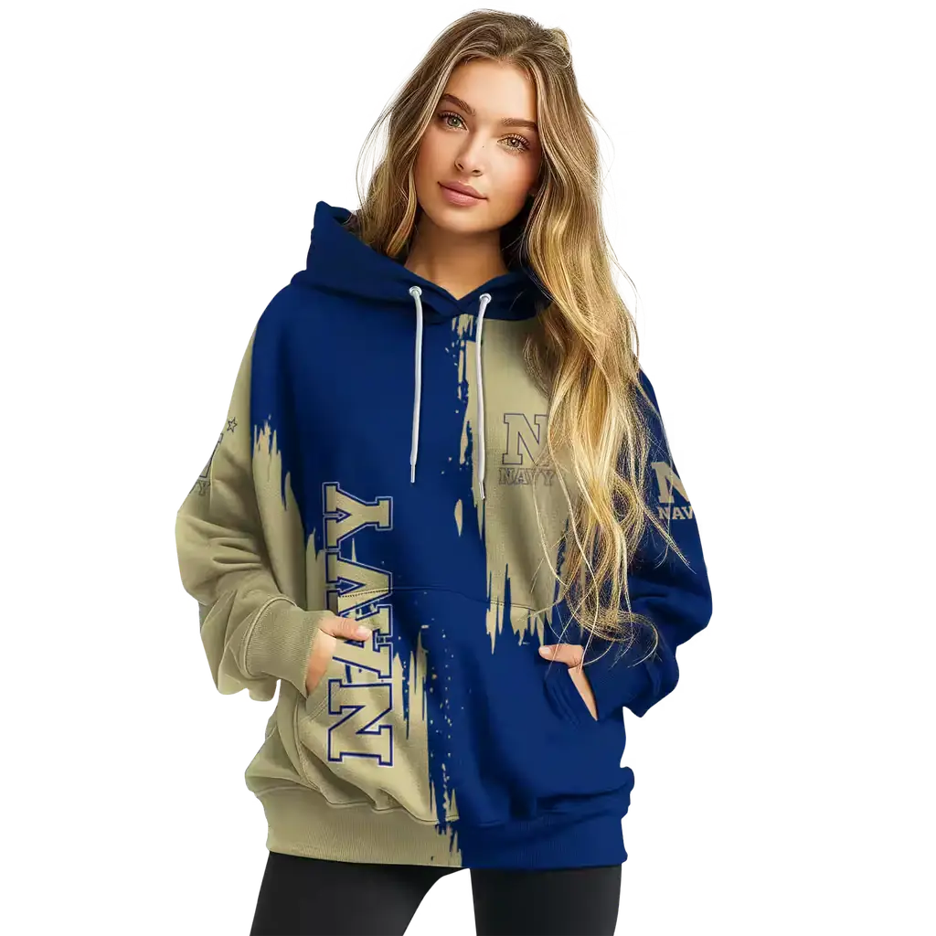 navy midshipmen splatter effect blue hoodie high quality navy midshipmen splatter effect blue hoodie high quality