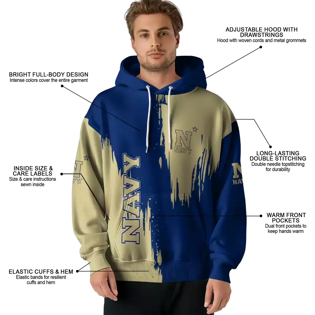 navy midshipmen splatter effect blue hoodie latest model navy midshipmen splatter effect blue hoodie latest model
