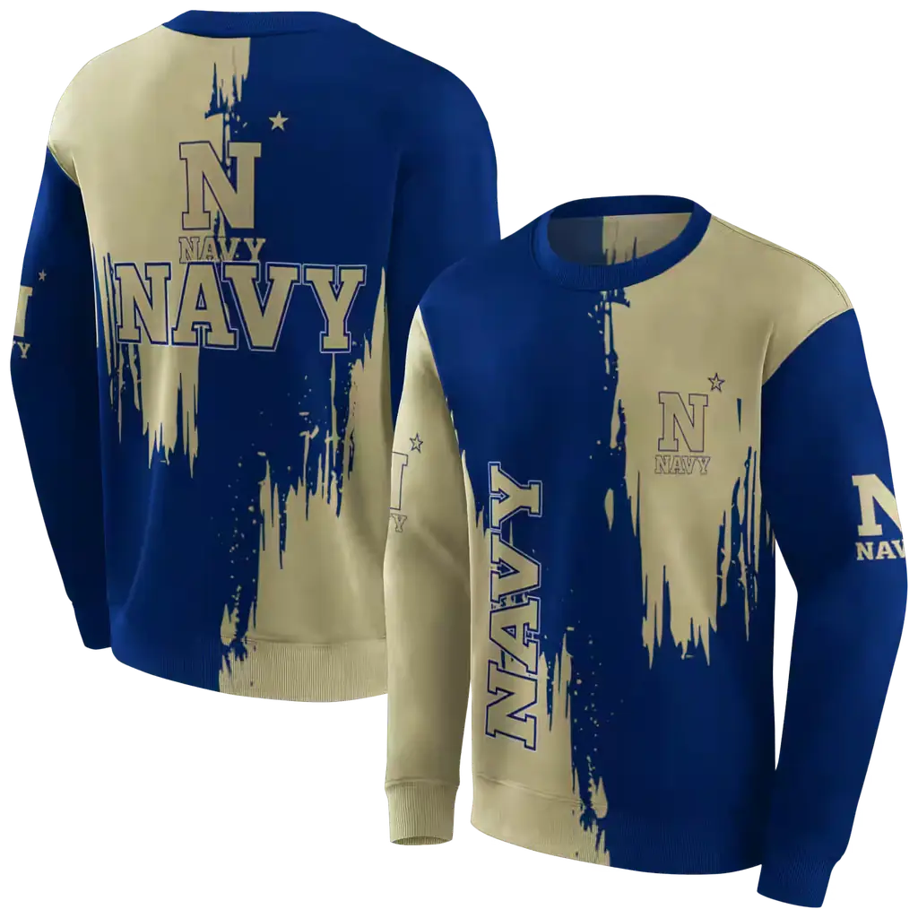 navy midshipmen splatter effect blue hoodie premium grade navy midshipmen splatter effect blue hoodie premium grade