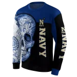 navy midshipmen sugar skull blue black hoodie best selling