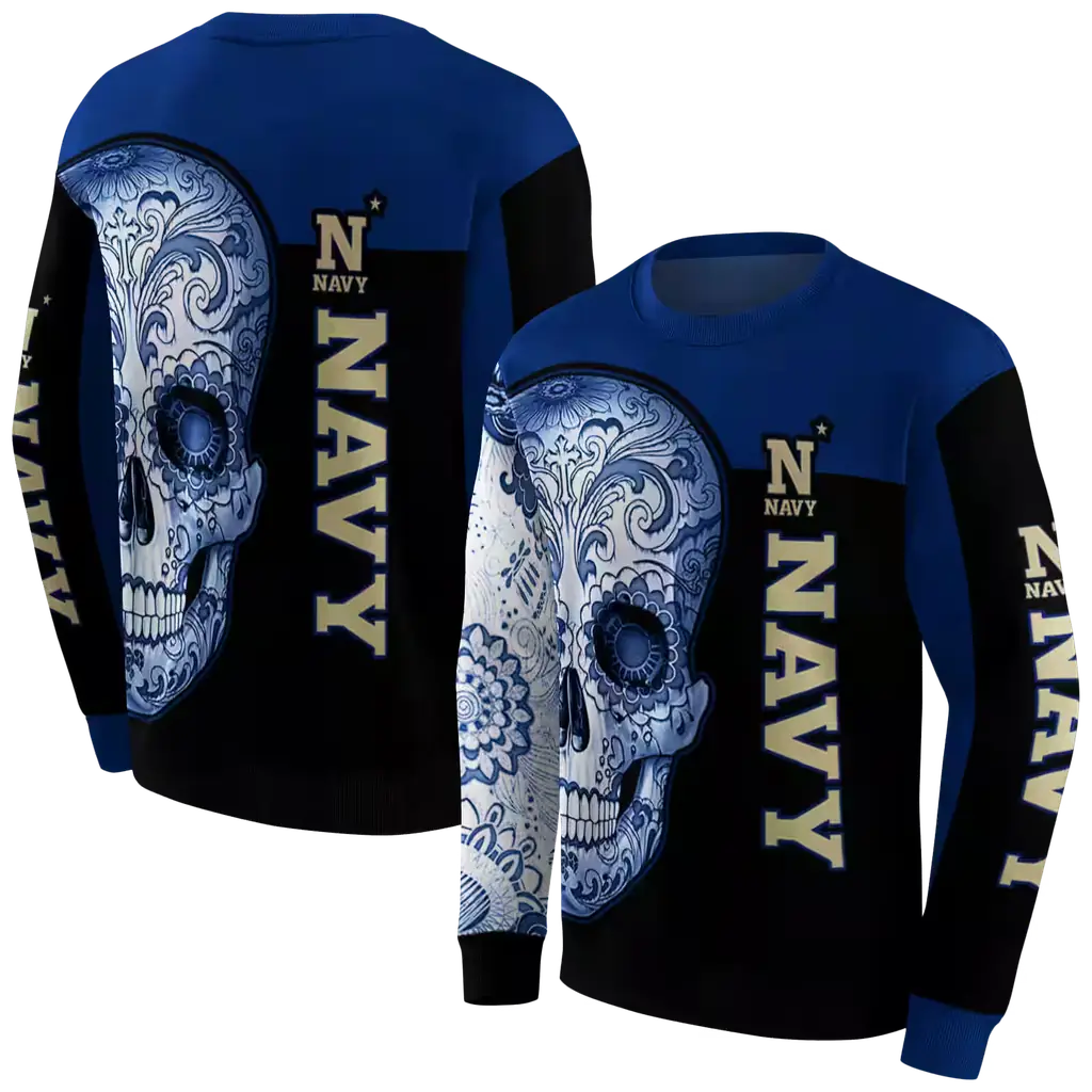 navy midshipmen sugar skull blue black hoodie premium grade navy midshipmen sugar skull blue black hoodie premium grade