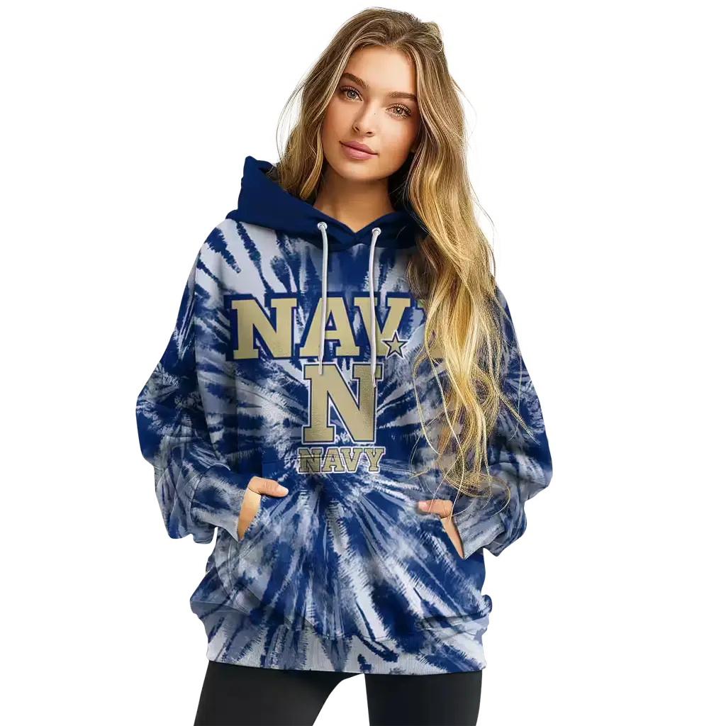 navy midshipmen tie dye pattern blue hoodie high quality navy midshipmen tie dye pattern blue hoodie high quality