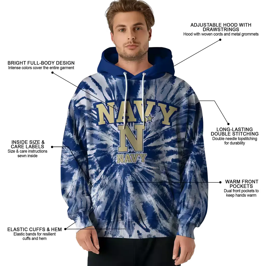 navy midshipmen tie dye pattern blue hoodie latest model navy midshipmen tie dye pattern blue hoodie latest model