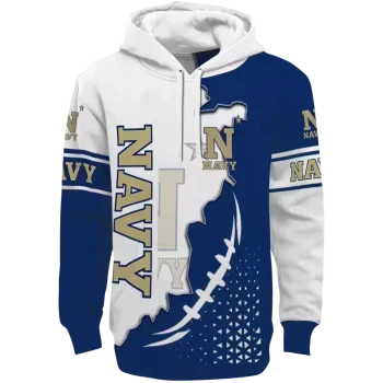 navy midshipmen triangular pattern blue white hoodie best selling