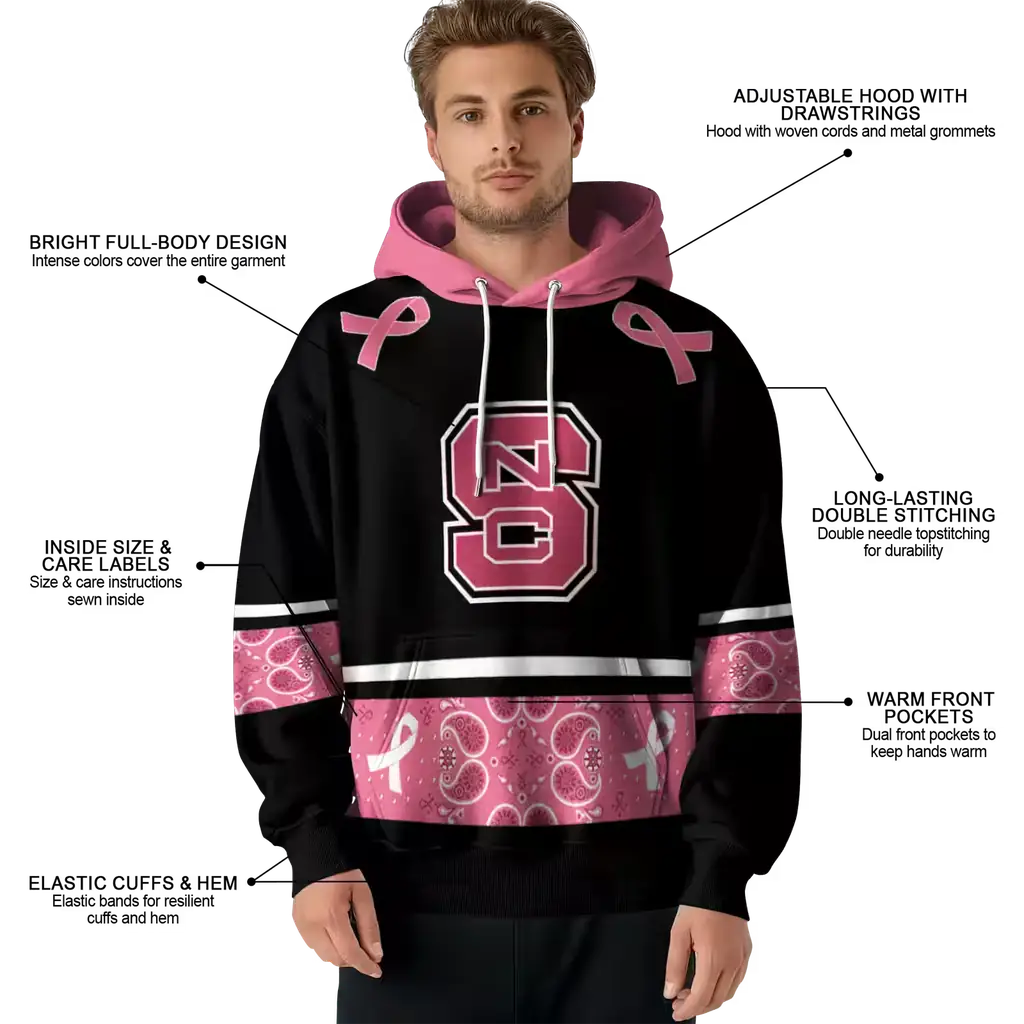 nc state wolfpack awareness ribbon black pink hoodie latest model nc state wolfpack awareness ribbon black pink hoodie latest model