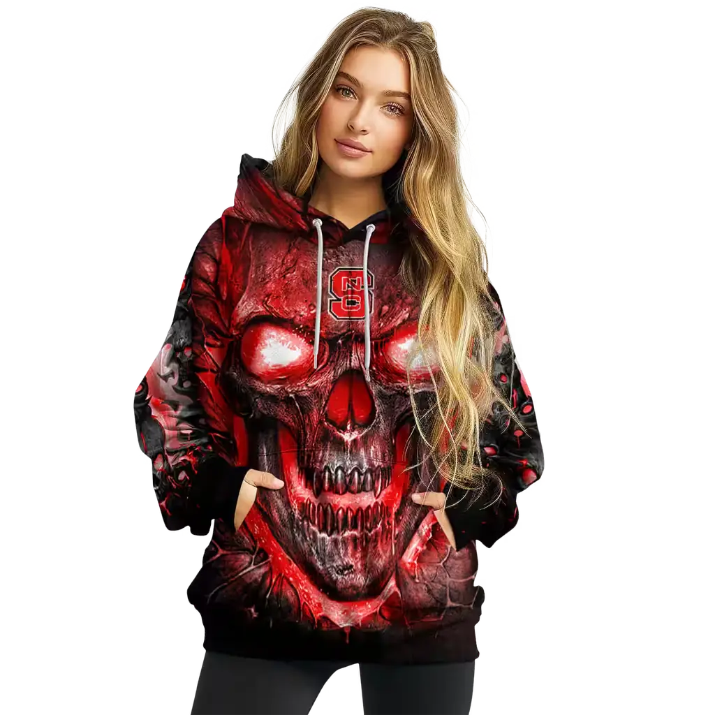 nc state wolfpack demonic skull red black hoodie high quality nc state wolfpack demonic skull red black hoodie high quality