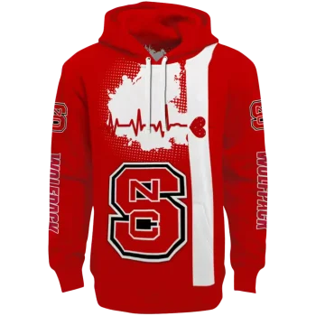 nc state wolfpack football heartbeat red hoodie best selling
