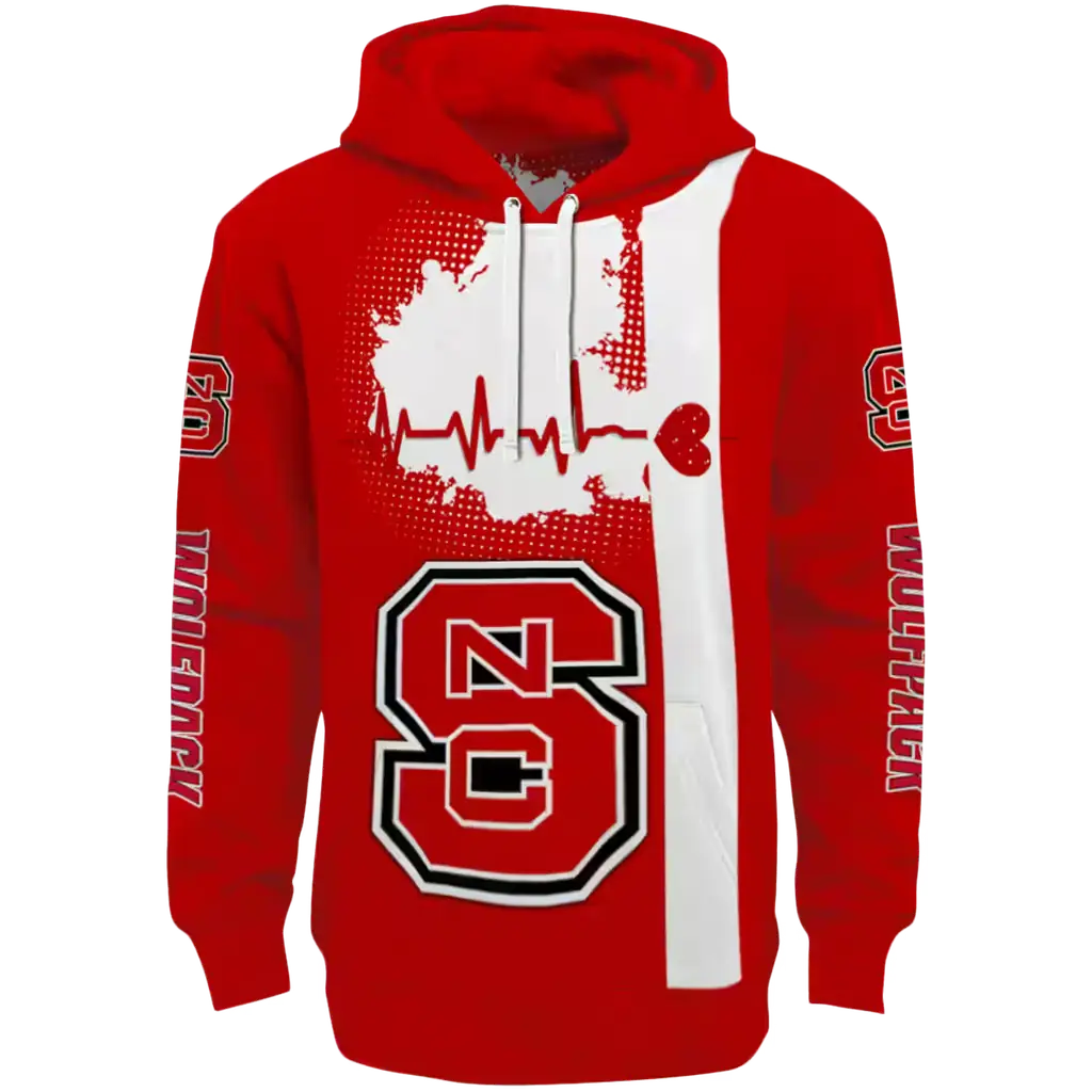 nc state wolfpack football heartbeat red hoodie best selling nc state wolfpack football heartbeat red hoodie best selling
