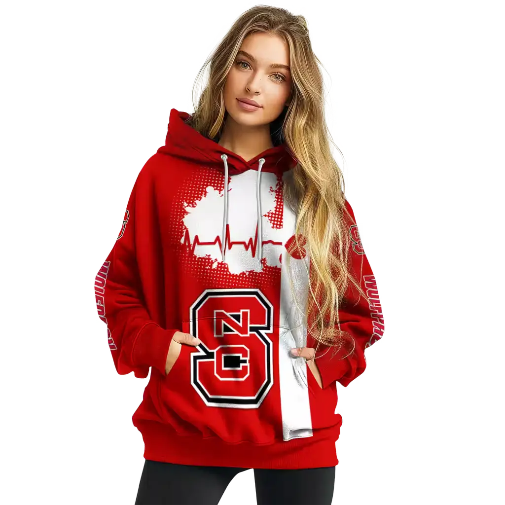 nc state wolfpack football heartbeat red hoodie high quality nc state wolfpack football heartbeat red hoodie high quality