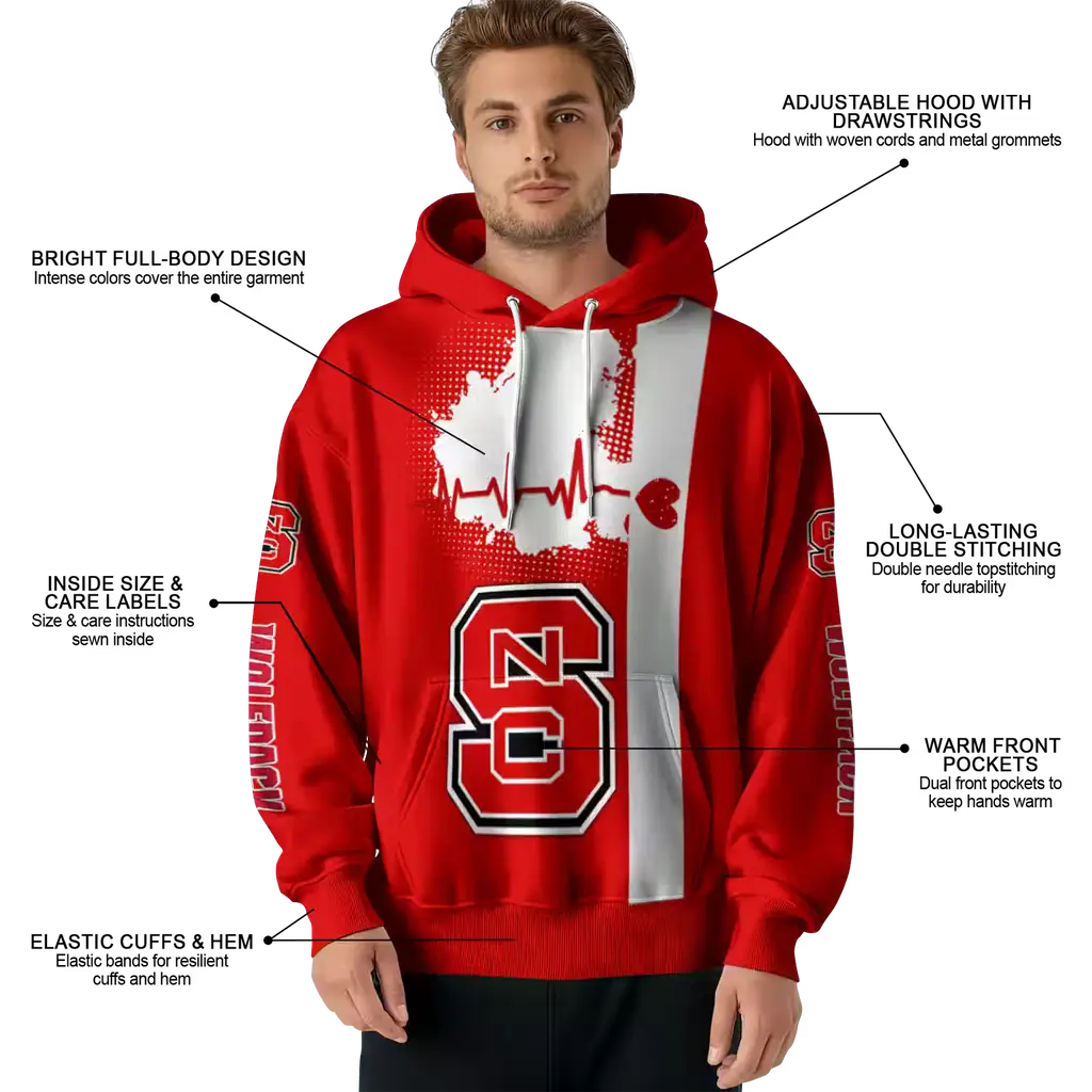 nc state wolfpack football heartbeat red hoodie latest model nc state wolfpack football heartbeat red hoodie latest model