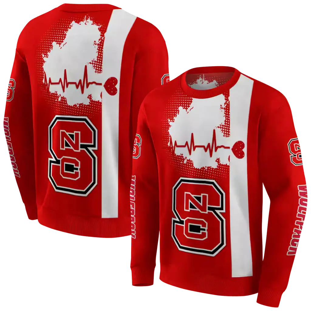 nc state wolfpack football heartbeat red hoodie premium grade nc state wolfpack football heartbeat red hoodie premium grade