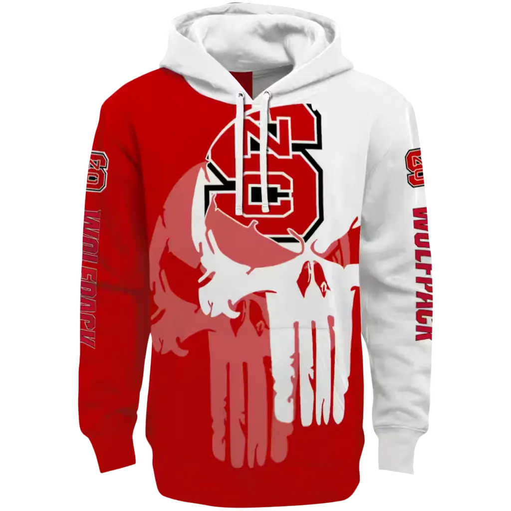 nc state wolfpack graphic punisher red white hoodie best selling nc state wolfpack graphic punisher red white hoodie best selling