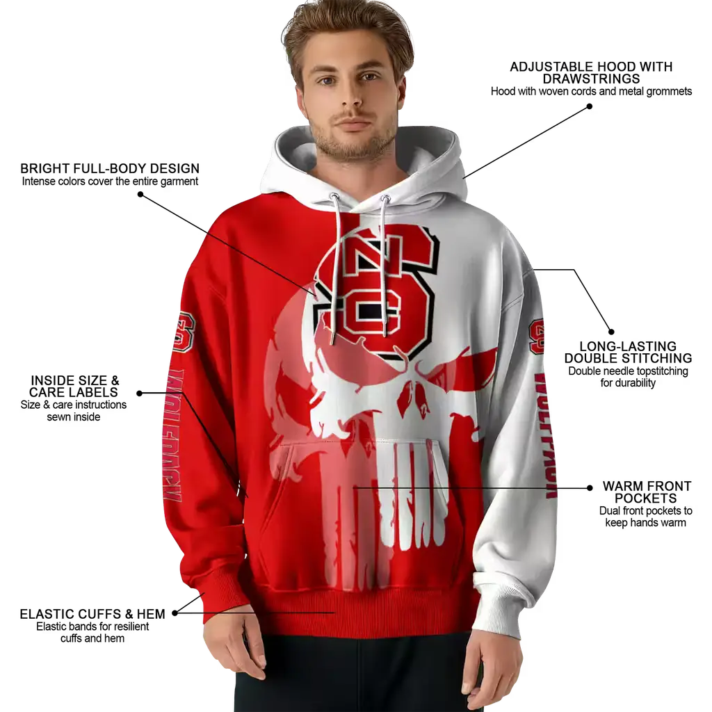 nc state wolfpack graphic punisher red white hoodie latest model nc state wolfpack graphic punisher red white hoodie latest model
