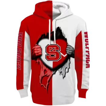 nc state wolfpack heartbeat graphic red hoodie best selling
