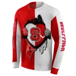 nc state wolfpack heartbeat graphic red hoodie best selling