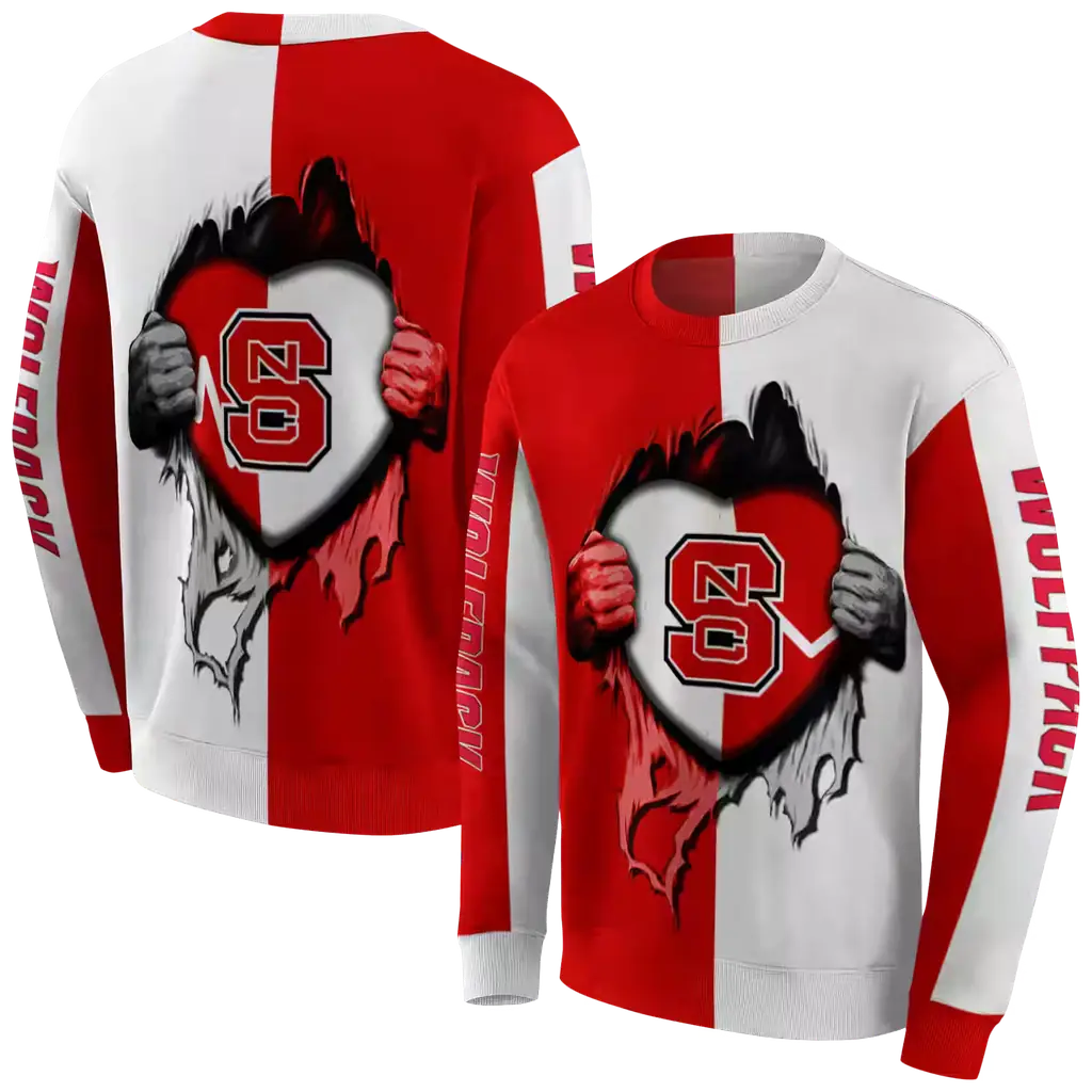 nc state wolfpack heartbeat graphic red hoodie premium grade nc state wolfpack heartbeat graphic red hoodie premium grade