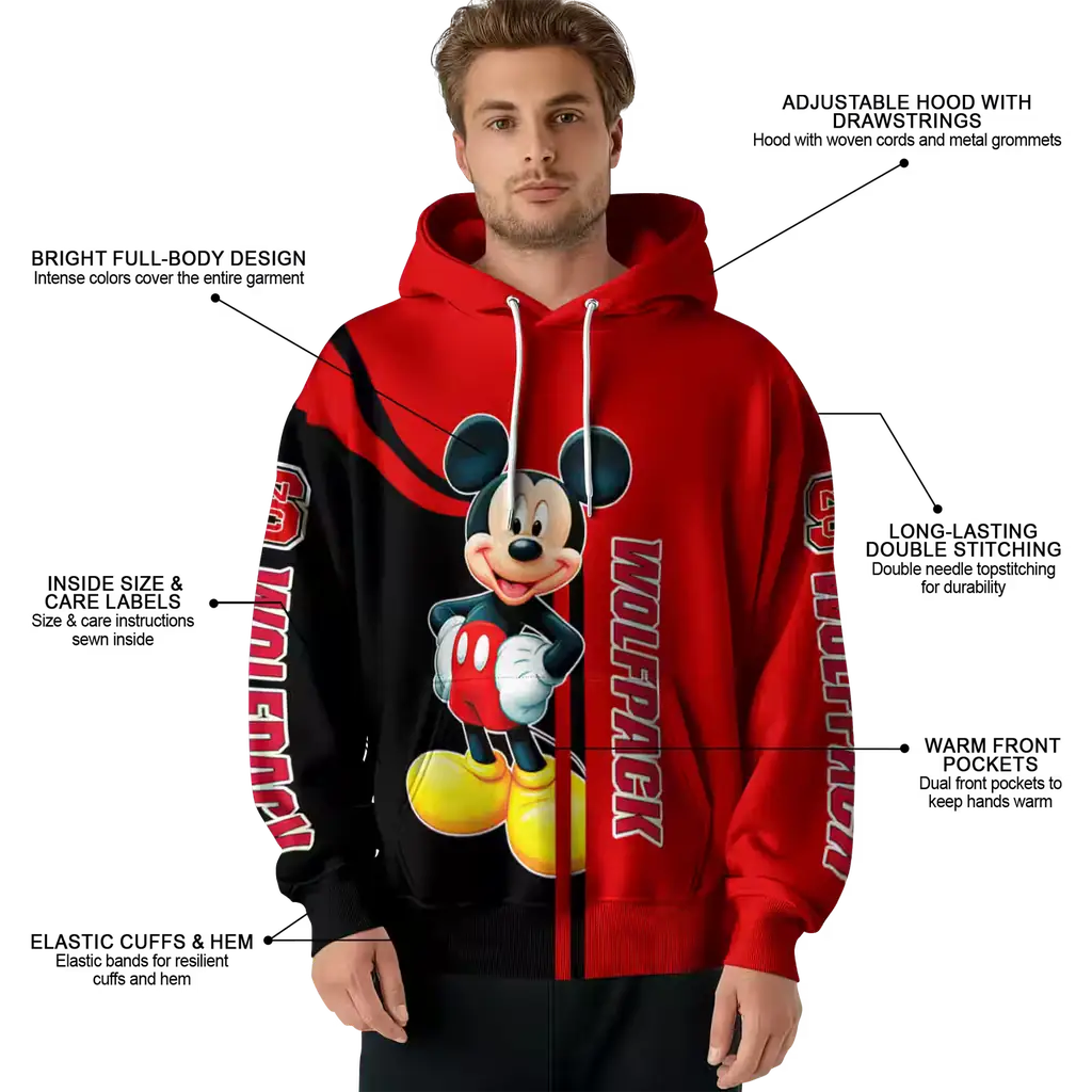 nc state wolfpack mickey mouse red black hoodie latest model nc state wolfpack mickey mouse red black hoodie latest model